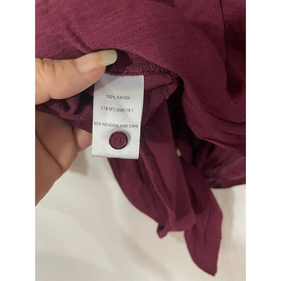 VIXBE Tie Front Blouse Burgundy Women’s M - Picture 5 of 6